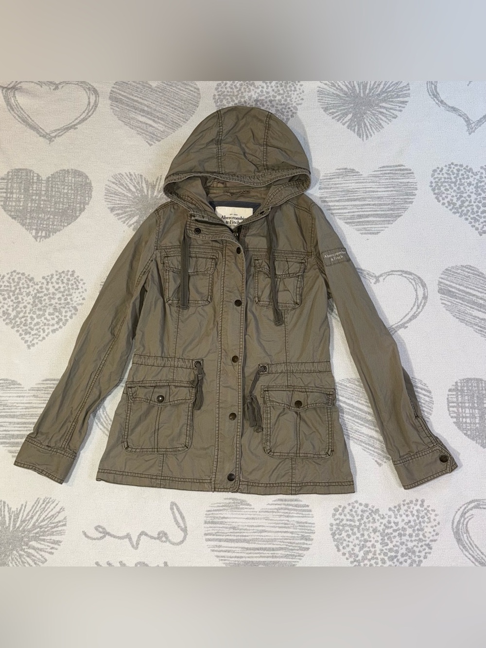 Abercrombie & Fitch Hooded Utility Jacket- Olive Green